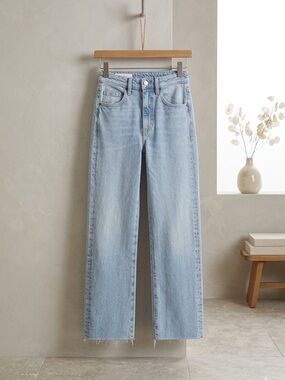 Zara Light Blue High Waist Cropped Flare Jeans